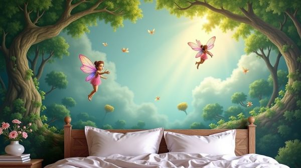 Des motifs féériques pour un papier peint de chambre fille